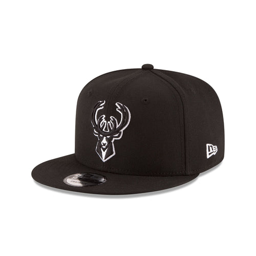 New Era Milwaukee Bucks Black & White 9FIFTY Snapback Hat - Black