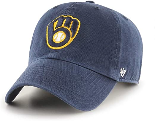47 Brand MLB Clean Up Hat Milwaukee Brewers Navy