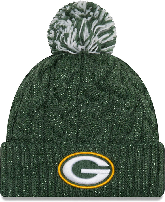 New Era Women's NFL Official Cozy Cable Knit Cuff Pom Beanie Hat
