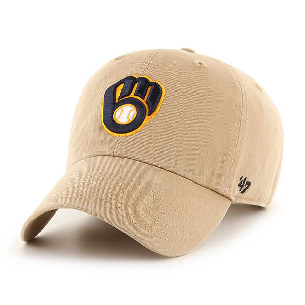 47 Brand MLB Clean Up Hat Milwaukee Brewers Khaki