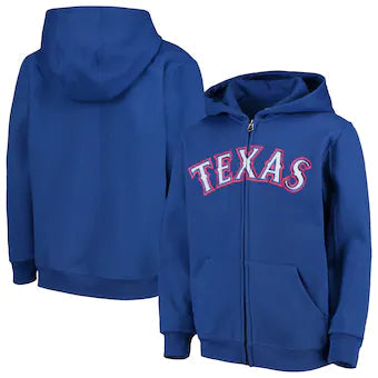 Outerstuff MLB Texas Rangers Youth Wordmark Full-Zip Hoodie