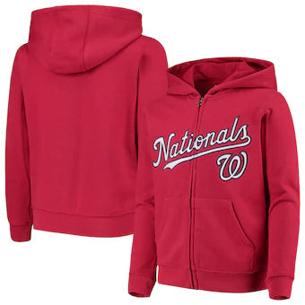 Outerstuff MLB Washington Nationals Youth Wordmark Full-Zip Hoodie - Red