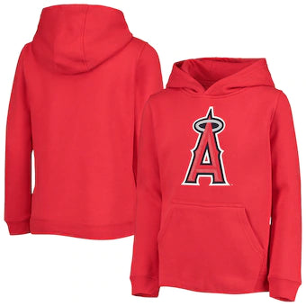 Outerstuff MLB Los Angeles Angels Youth Primary Team Logo Pullover Hoodie - Red