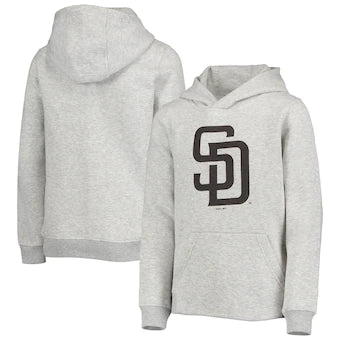 Outerstuff MLB San Diego Padres Youth Primary Team Logo Pullover Hoodie - Heathered Gray
