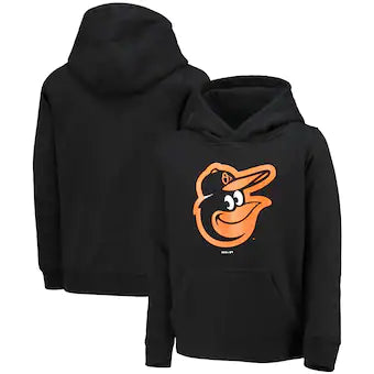 Outerstuff MLB Baltimore Orioles Youth Primary Team Logo Pullover Hoodie - Black