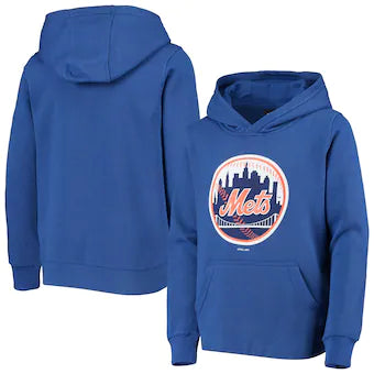 Outerstuff MLB New York Mets Youth Primary Team Logo Pullover Hoodie - Royal