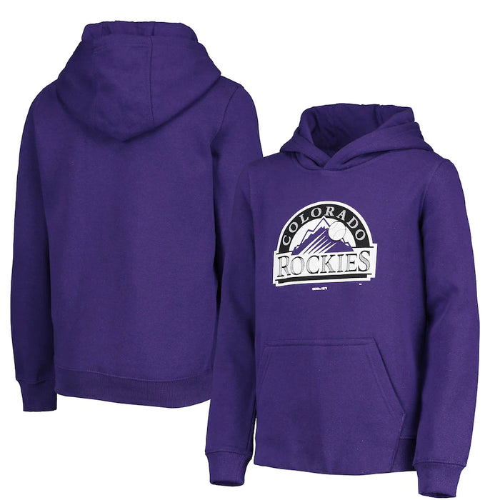 Outerstuff MLB Colorado Rockies Youth Primary Team Logo Pullover Hoodie - Purple