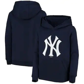 Outerstuff MLB New York Yankees Youth Primary Team Logo Pullover Hoodie - Navy