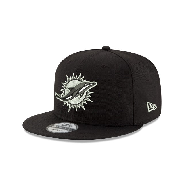 New Era Miami Dolphins Black &amp; White 9FIFTY Snapback Hat - View 1