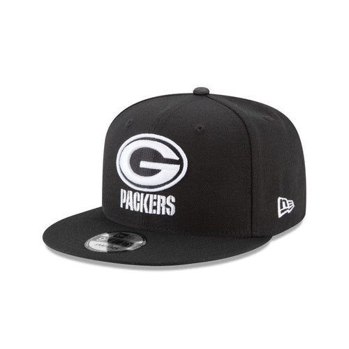New Era Green Bay Packers Black & White 9FIFTY Snapback Hat - Black