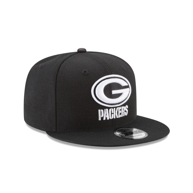 New Era Green Bay Packers Black &amp; White 9FIFTY Snapback Hat - View 2