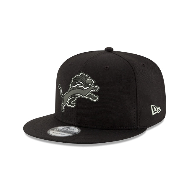 New Era Detroit Lions Black & White 9FIFTY Snapback Hat - View 1