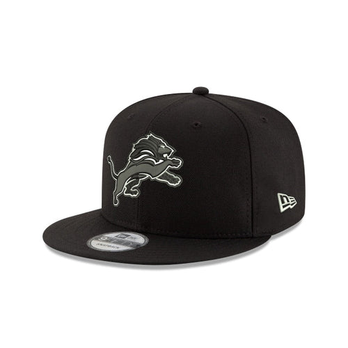 New Era Detroit Lions Black & White 9FIFTY Snapback Hat - Black