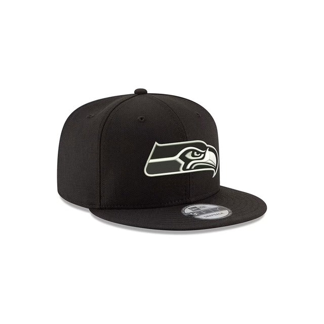 Seattle Seahawks Black &amp; White 9FIFTY Snapback Hat - Black