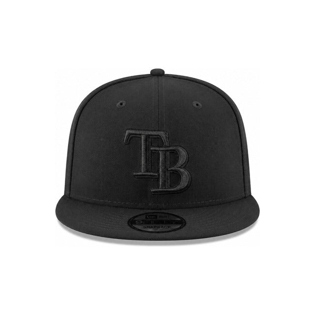 Tampa Bay Rays Black on Black 9FIFTY Snapback Hat - Black