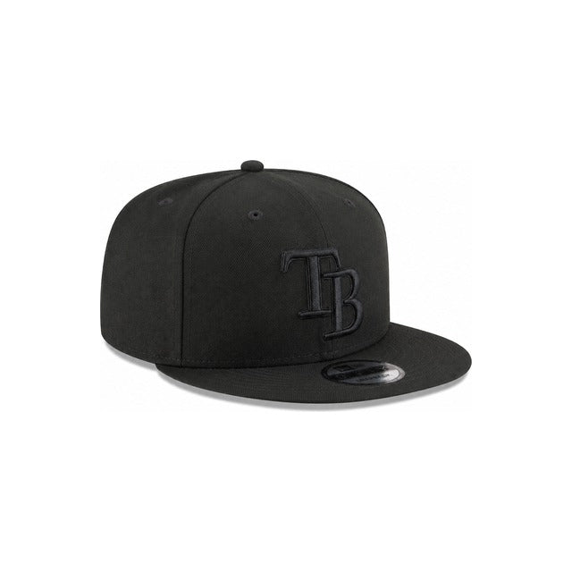 Tampa Bay Rays Black on Black 9FIFTY Snapback Hat - Black