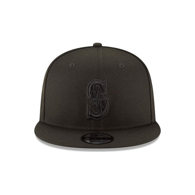 Seattle Mariners Black on Black 9FIFTY Snapback Hat - Black