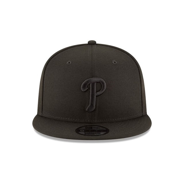 Philadelphia Phillies Black on Black 9FIFTY Snapback Hat - Black