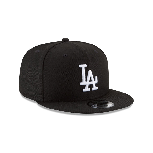 New Era Los Angeles Dodgers Basic Black and White 9FIFTY Snapback Hat - View 3