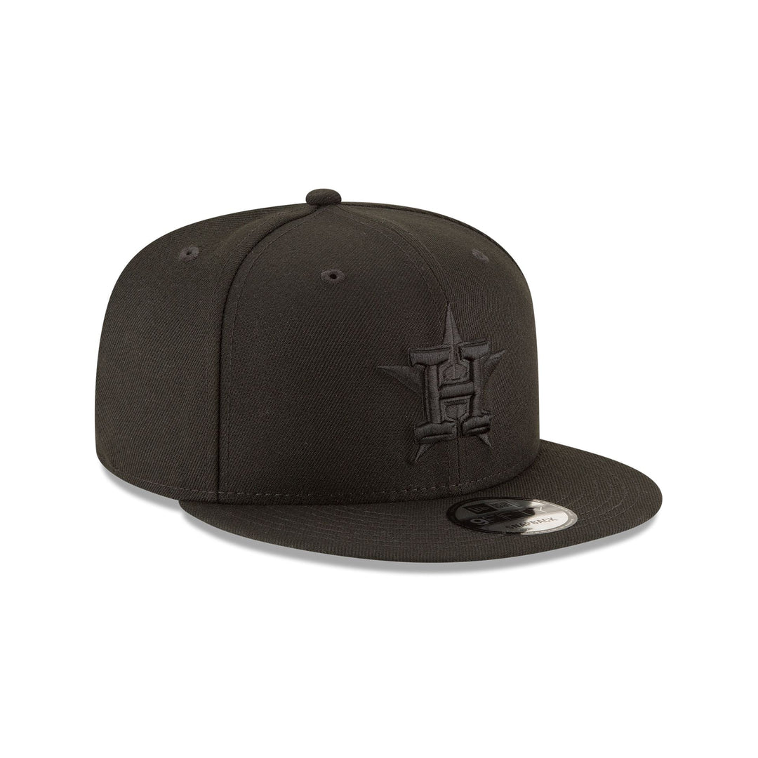 New Era Houston Astros Black on Black 9FIFTY Snapback Hat - View 3