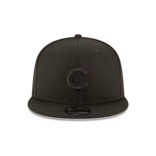 Chicago Cubs Black on Black 9FIFTY Snapback Hat - Black