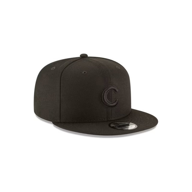 Chicago Cubs Black on Black 9FIFTY Snapback Hat - Black
