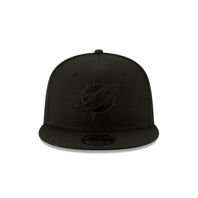 New Era Miami Dolphins Black on Black 9FIFTY Snapback Hat - View 4