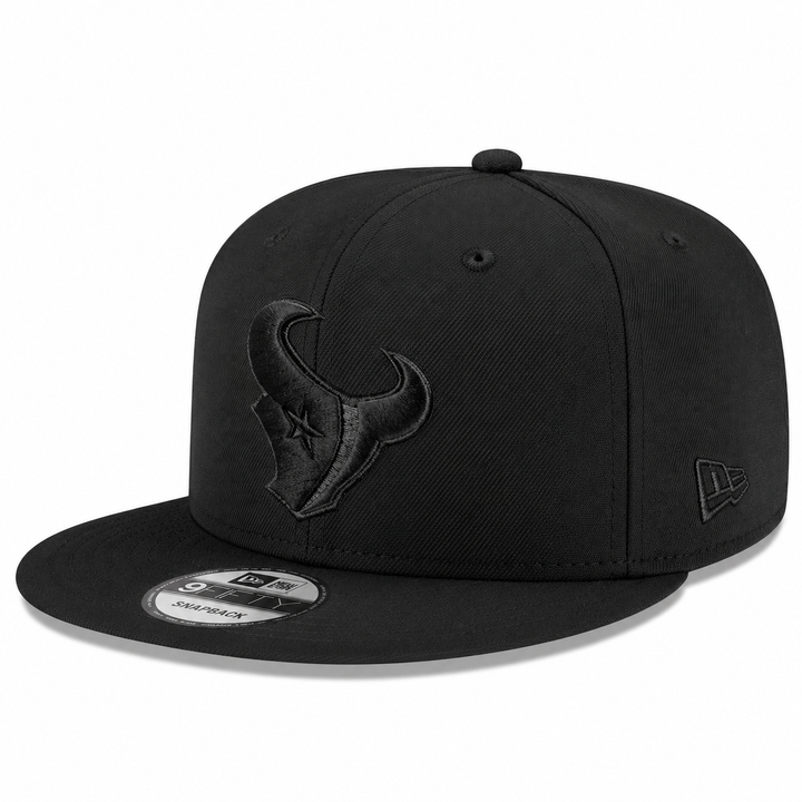 New Era Houston Texans Black on Black 9FIFTY Snapback Hat - Black