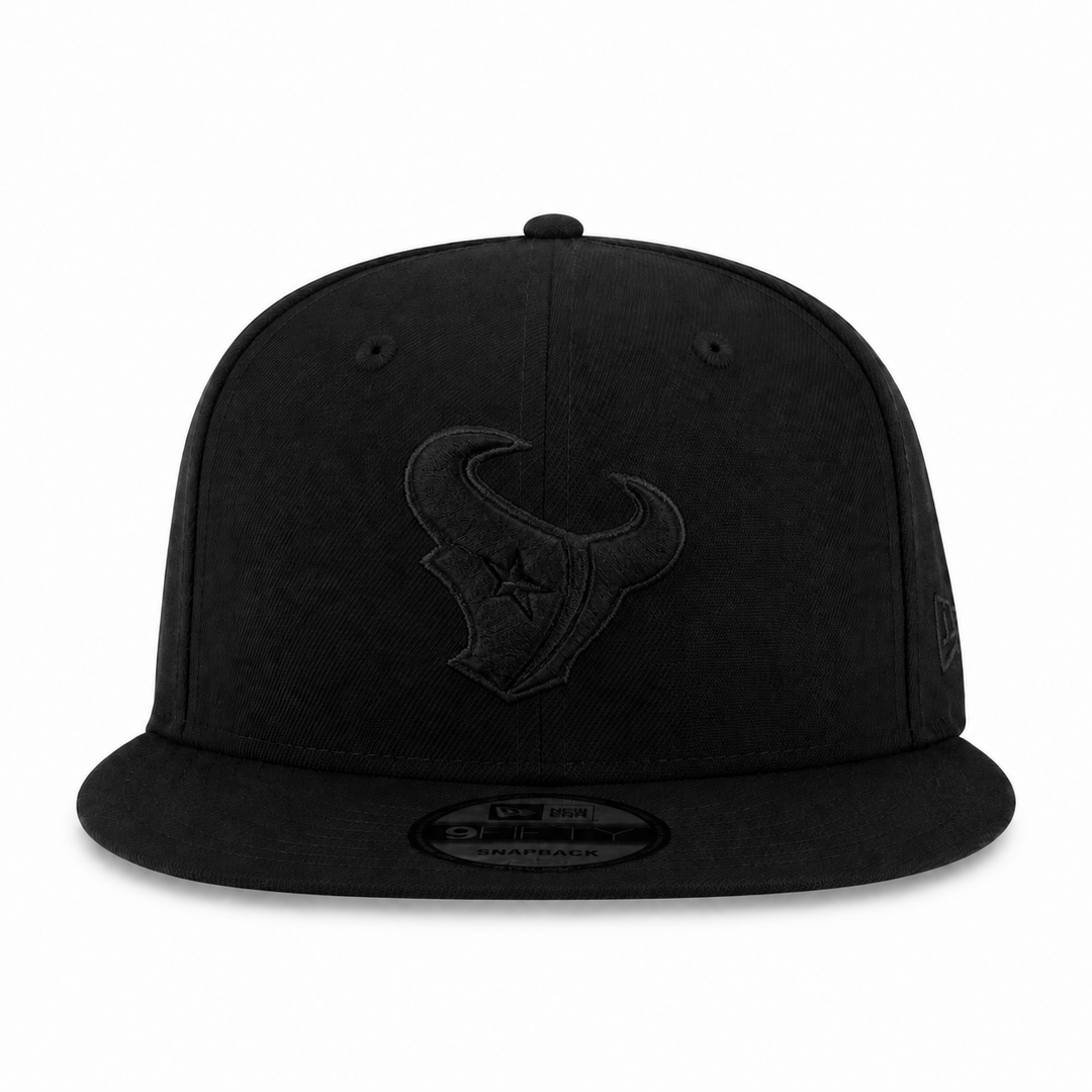 New Era Houston Texans Black on Black 9FIFTY Snapback Hat - Black