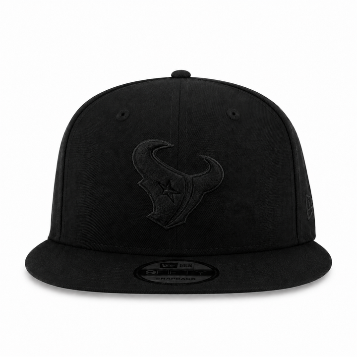 New Era Houston Texans Black on Black 9FIFTY Snapback Hat - Black