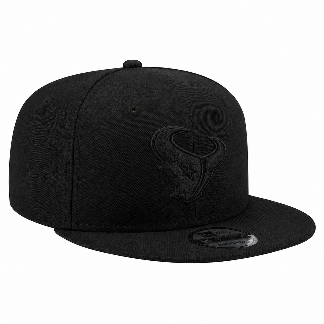 New Era Houston Texans Black on Black 9FIFTY Snapback Hat - Black