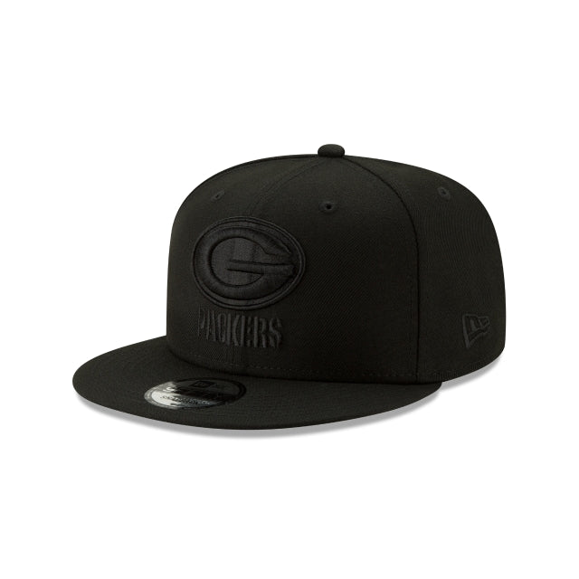 New Era Green Bay Packers Black on Black 9FIFTY Snapback Hat - View 1