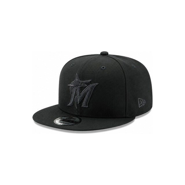 Miami Marlins Black on Black 9FIFTY Snapback Hat - Black
