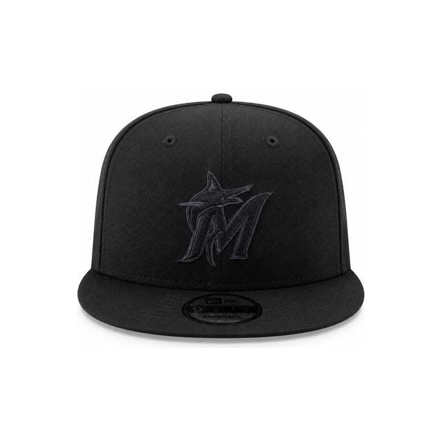 Miami Marlins Black on Black 9FIFTY Snapback Hat - Black