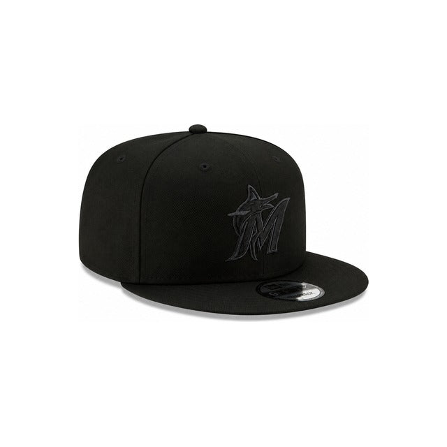 Miami Marlins Black on Black 9FIFTY Snapback Hat - Black