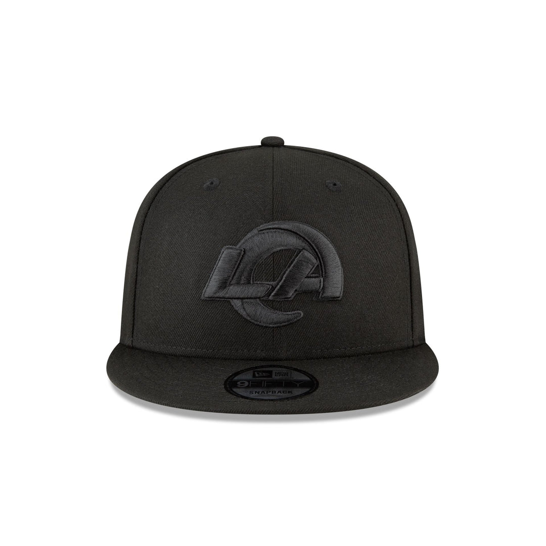New Era Los Angeles Rams Black on Black 9FIFTY Snapback Hat - View 4