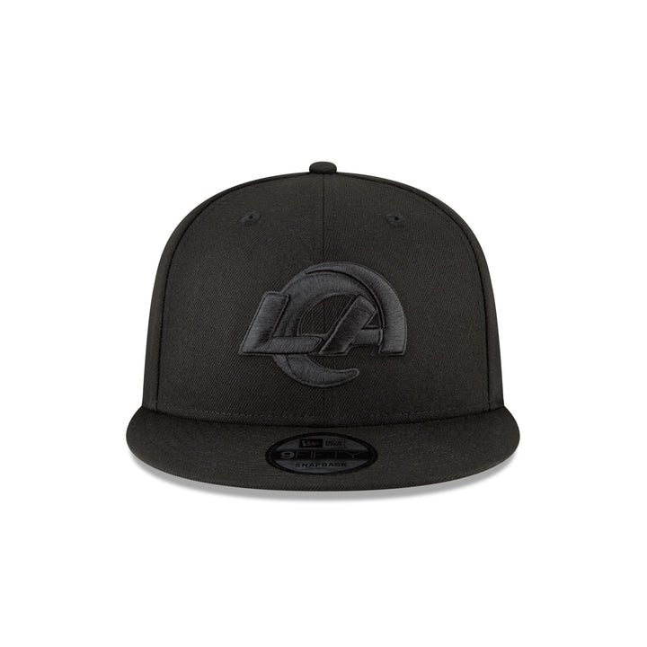 New Era Los Angeles Rams Black on Black 9FIFTY Snapback Hat - View 4