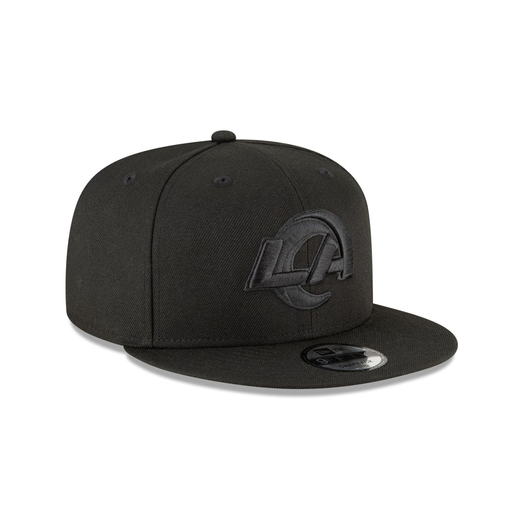 New Era Los Angeles Rams Black on Black 9FIFTY Snapback Hat - View 3