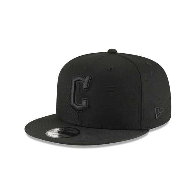 New Era Cleveland Guardians Black on Black 9FIFTY Snapback Hat - View 1
