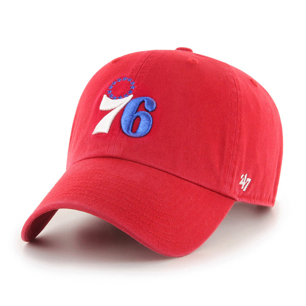 47 Brand Philadelphia 76ers Clean Up Adjustable Hat - Red - Front