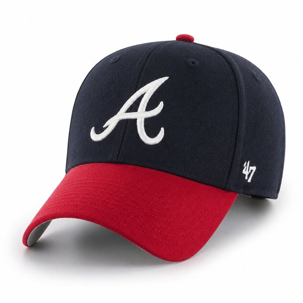 47 Brand Atlanta Braves MVP Adjustable Hat - Two-Tone Navy/Red - Front