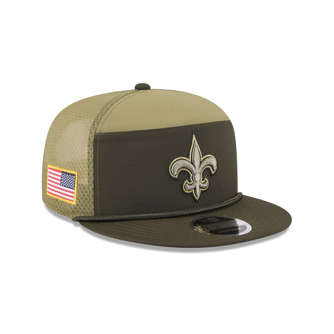 New Orleans Saints Salute to Service Split Panel 9FIFTY Trucker Hat - View 1