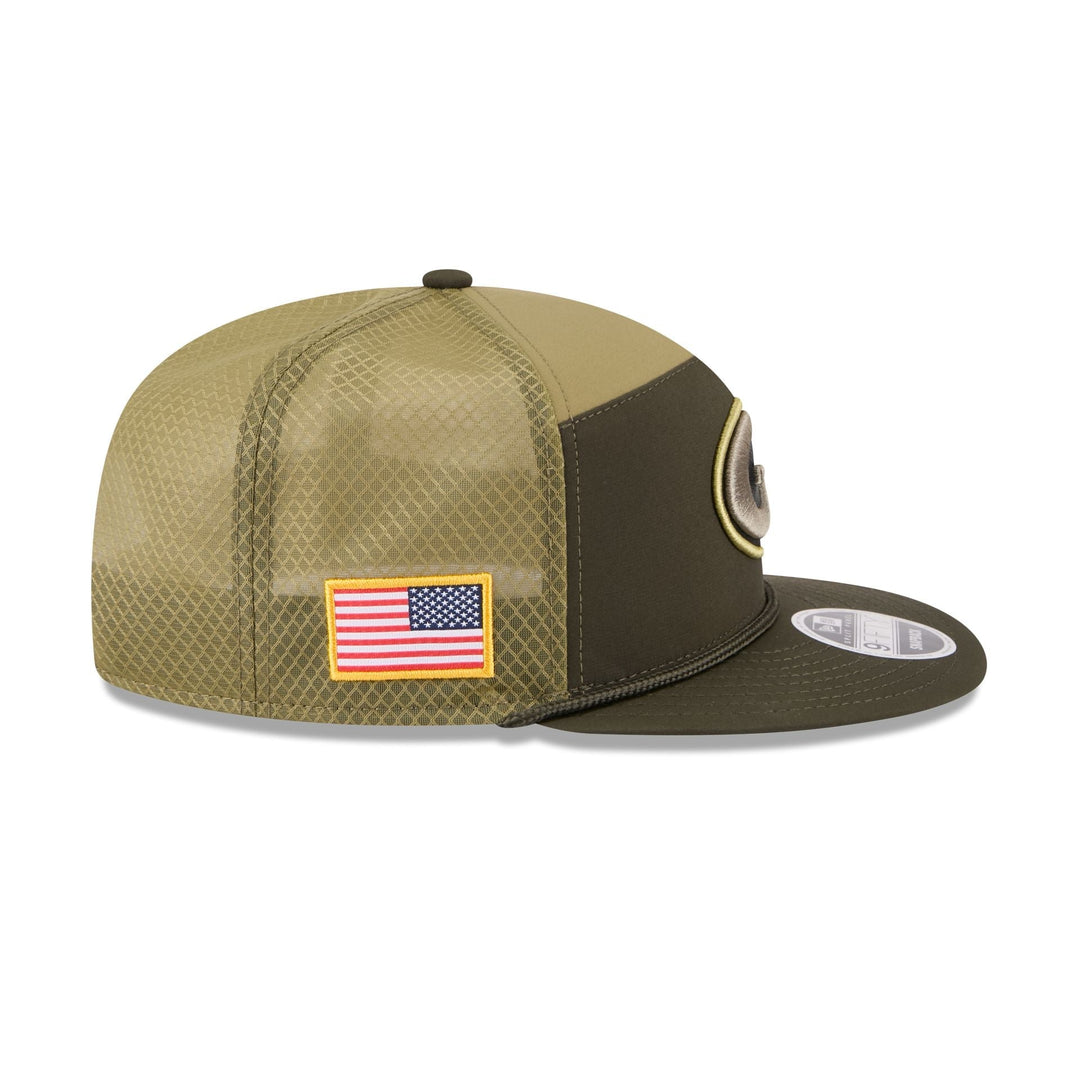Green Bay Packers Salute to Service Split Panel 9FIFTY Trucker Hat - View 5