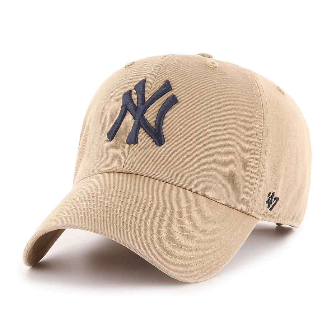 '47 Brand New York Yankees Clean Up Adjustable Hat - Khaki/Navy Outline