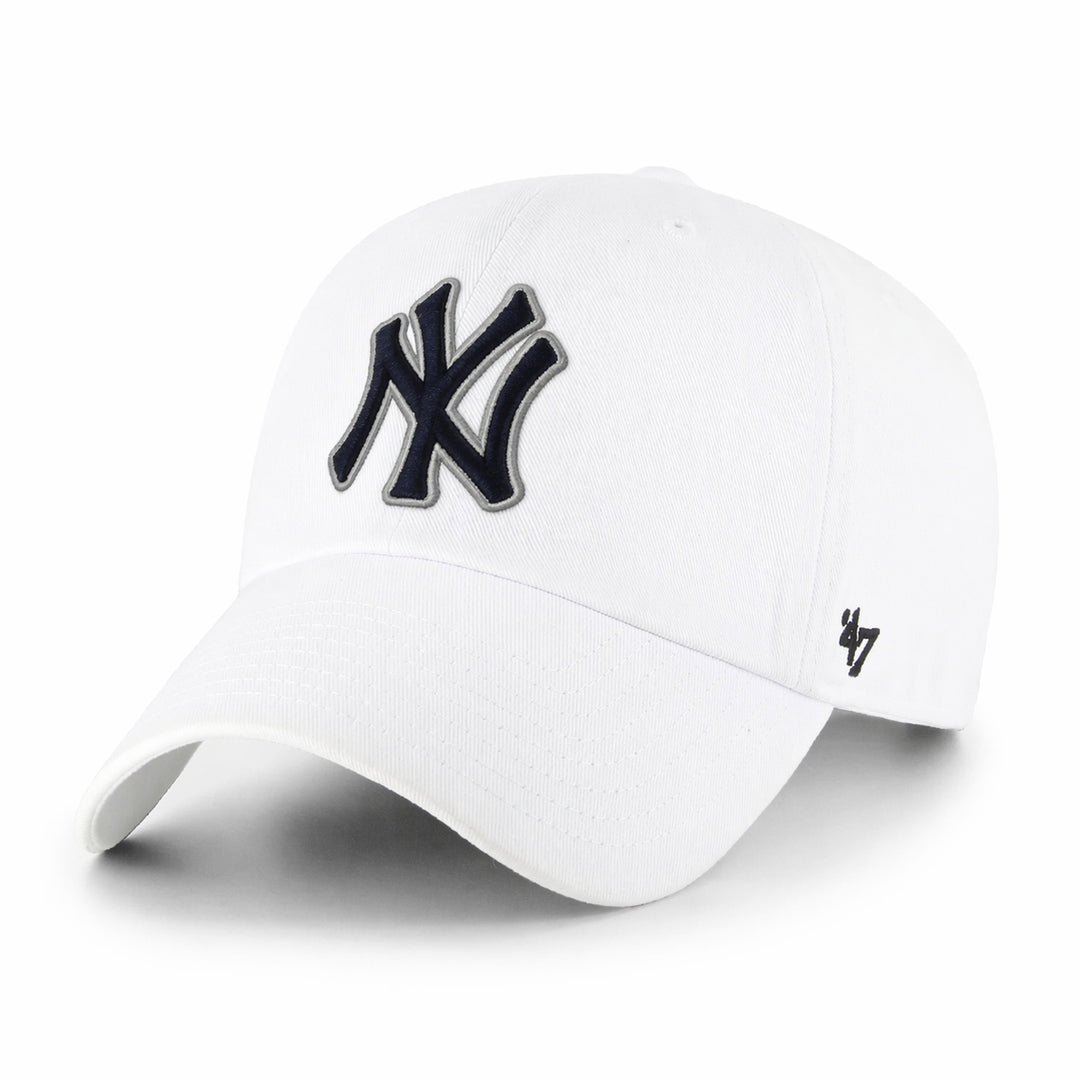 '47 Brand New York Yankees Clean Up Adjustable Hat - White/Gray Outline
