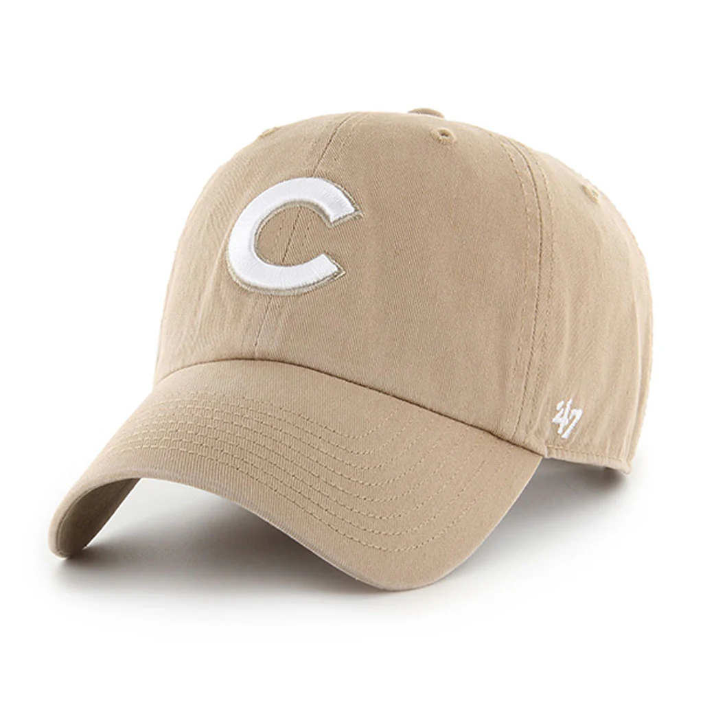 '47 Brand Chicago Cubs Clean Up Adjustable Hat Khaki Front