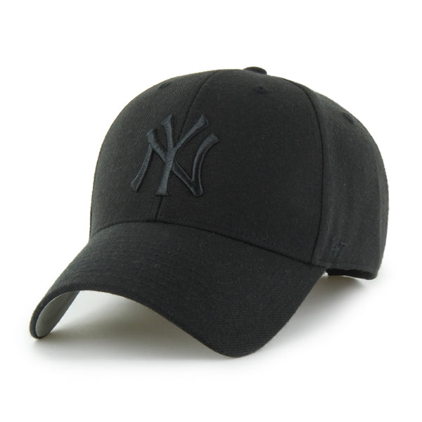 47 Brand New York Yankees MVP Adjustable Hat - Black/Black - Front