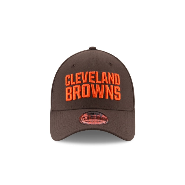 Cleveland Browns Classic 39THIRTY Stretch Fit Hat - Brown / Orange Wordmark