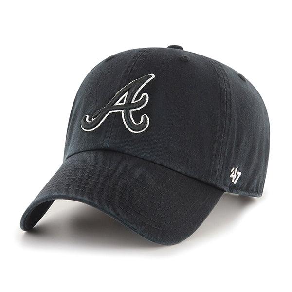 47 Brand Atlanta Braves Clean Up Adjustable Hat - Black/Black - Front