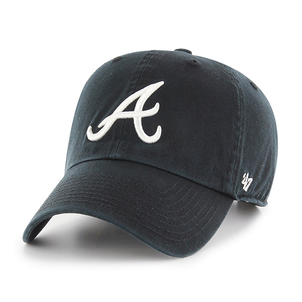 47 Brand Atlanta Braves Clean Up Adjustable Hat - Black - Front